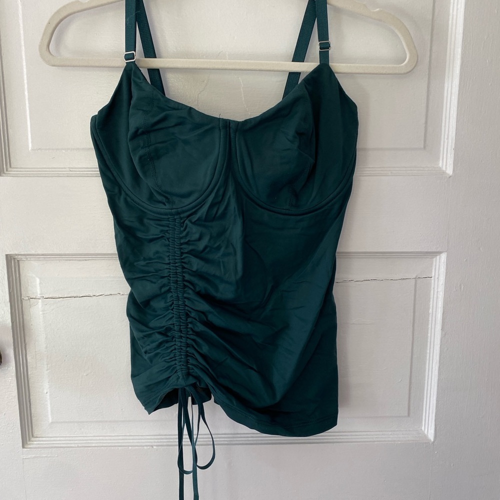 Malia Mills Green Ruched Bathing Suit Top